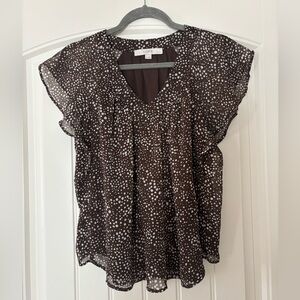 LOFT Chocolate Brown Speckled Blouse